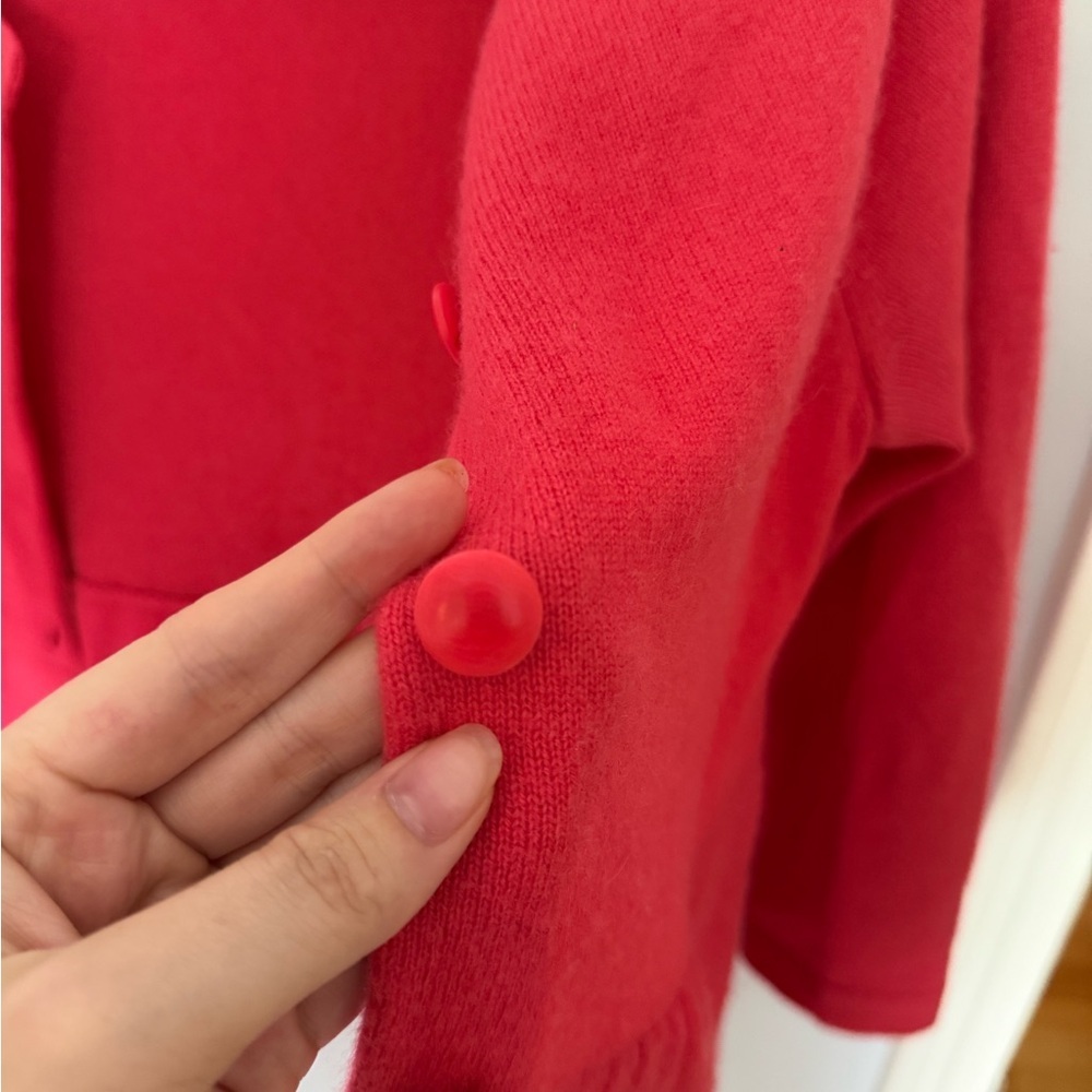 J.Crew Celeste 100% Cashmere Cardigan | XS | Bright Pink Button Front Sweater - Picture 4 of 10